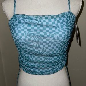 🦋SO Blue Checkered Crop Top